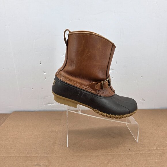 LL Bean Vintage Mens Lounger Duck Boot Engineer Buckle Leather Rubber Maine Sz 9 - Picture 5 of 13
